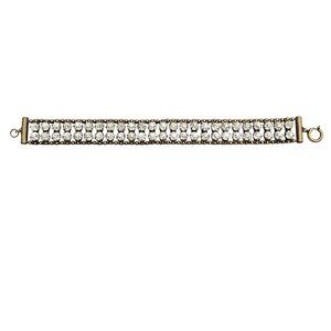 Gold Tone Brassy Clear Rhinestone Ball Chain Bracelet J375